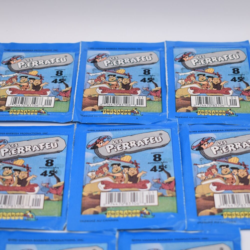 8x The Flintstones 8 Collectable Stickers Pack Tougaroo Vintage English/French - Picture 10 of 10